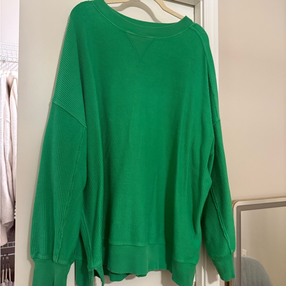 Aerie Vibrant Green Crew Neck Sweater